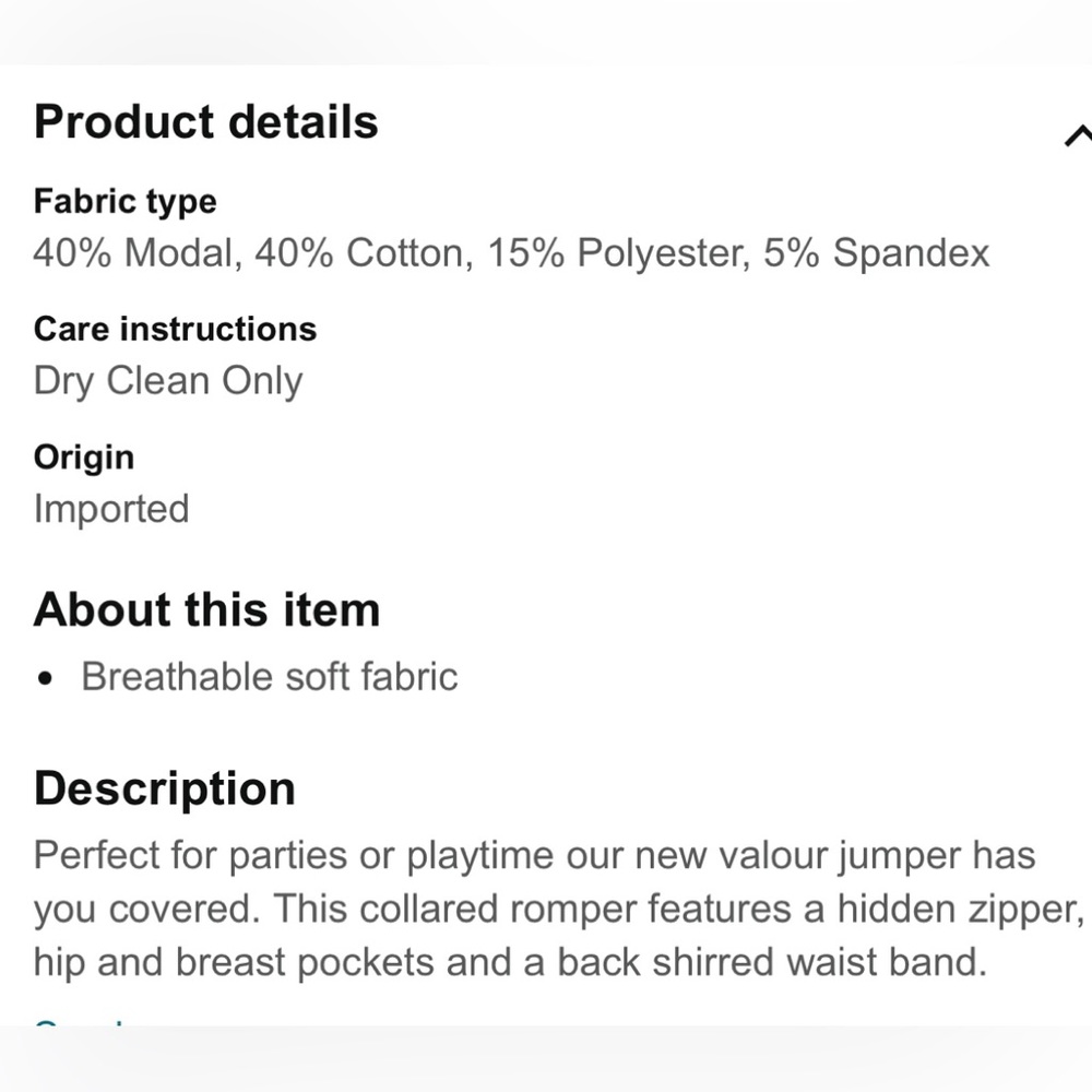 MONROW NWT VELOUR PLAYSUIT - Picture 4 of 5